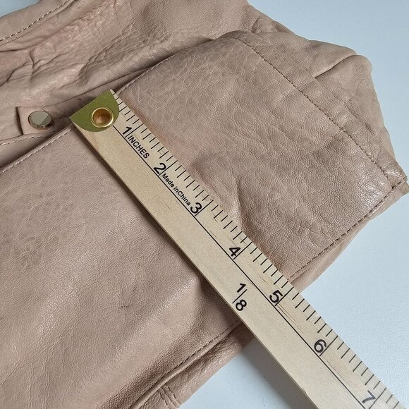 Tre Vero Beige‎ Leather Shoulder Bag Tan Chain Strap Pockets 10"x13.5" - Picture 13 of 14